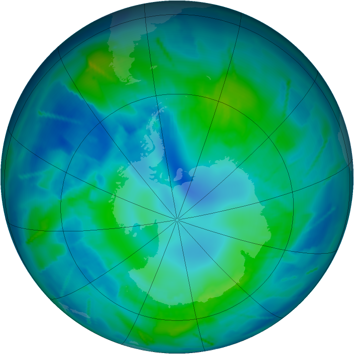 Antarctic ozone map for 21 April 2011
